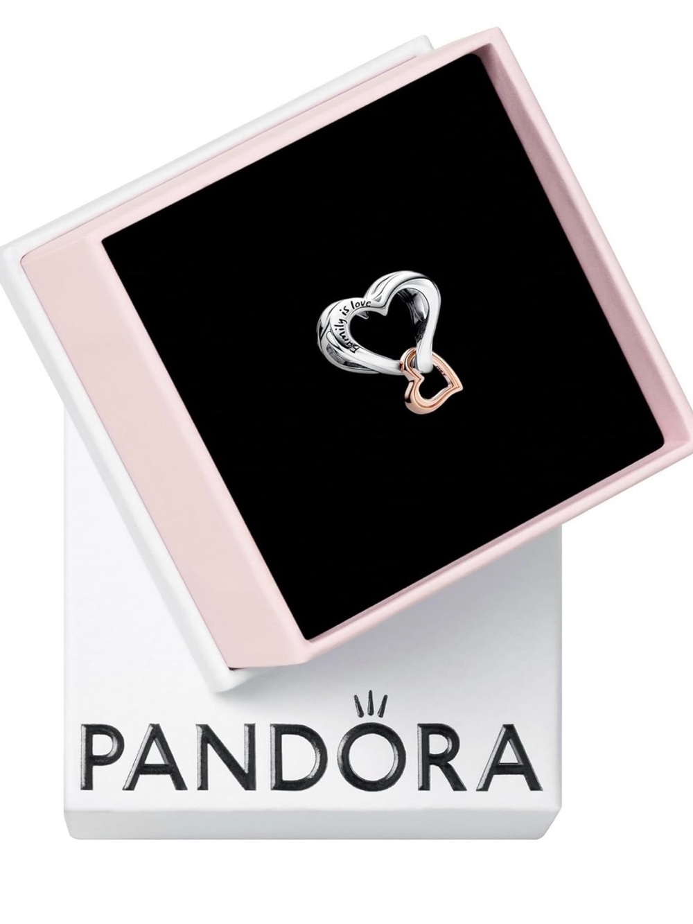 PANDORA "Family is Love" Two-Tone Heart Charm